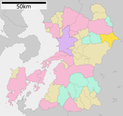 Location of Takamori in Kumamoto Prefecture