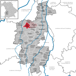 Läget för Welden i Landkreis Augsburg