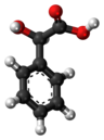 Ball-and-stick model of the mandelic acid molecule