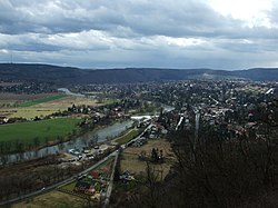 Černošice seen from a hill