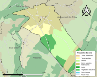 Carte en couleurs présentant l'occupation des sols.