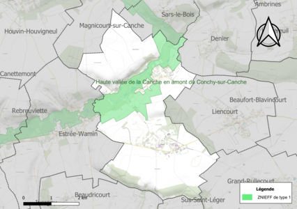 Carte de la ZNIEFF de type 1 sur la commune.