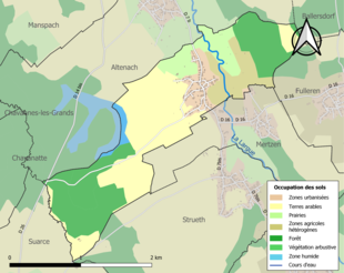 Carte en couleurs présentant l'occupation des sols.