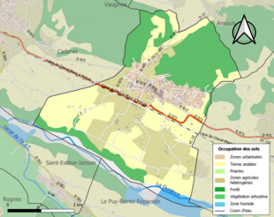 Carte en couleurs présentant l'occupation des sols.