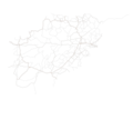 Transparent road map overlay for Afghanistan.