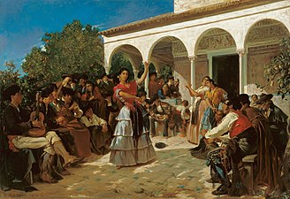 Une danse bohémienne dans les jardins de l'Alcázar, devant le pavillon Charles-V (1851), Malaga, musée Carmen-Thyssen.