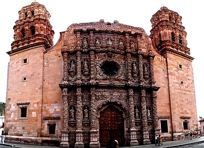 Cathedral Basilica of Zacatecas in Mexico, built between 1729-1772, an example of the Churrigueresque style