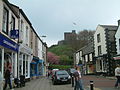 The main street in Clitheroe, taken from Swan Court Shopping Arcade.