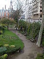 The retaining wall viewed westwards towards the Town Hall