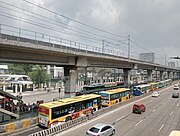 Monumento bus stop, the northern terminus of the EDSA Carousel