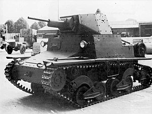 Fiat L6/40 light tank armed with a Breda 20/65 in its turret