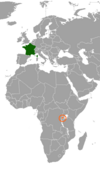 Location map for France and Rwanda.