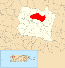 Location of Hoya Mala within the municipality of San Sebastián shown in red