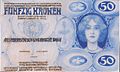Austrian-Hungarian 50 Crown Banknote by Kolo Moser 1911