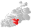 Fjord markert med rødt på fylkeskartet
