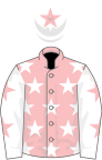 Pink, White stars, White sleeves, Pink stars, White cap, Pink star