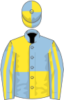 Light blue and yellow (quartered), striped sleeves