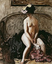 Steer seated nude