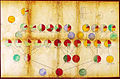 A late "mathematical" tree drawn by Georges Pouchet. This was included in Zola's preparatory dossier for the final novel Le Docteur Pascal published in 1893 . Each ancestor has a color, and each child is influenced by one or more of their ancestors.[8]