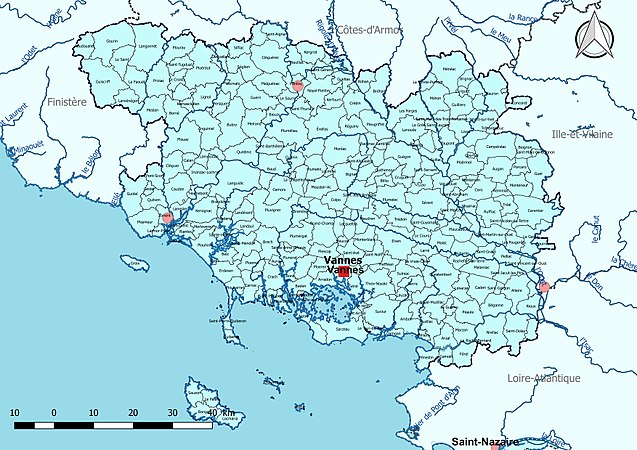 Le Morbihan est entièrement dans le bassin DCE Loire-Bretagne.