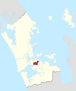 Location of Maungakiekie-Tāmaki Ward