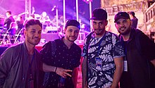 Berywam on stage, during the Hue Festival 2018 in Vietnam (from left side to right : Rythmind, Beatness, Beasty and Wawad)