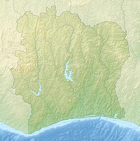 Map showing the location of Mont Sângbé National Park