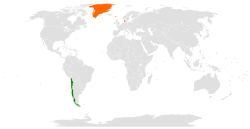 Map indicating locations of Chile and Denmark