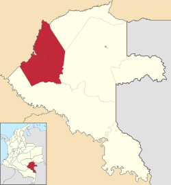 Location of the municipality and town of Carurú in Vaupés, Colombia