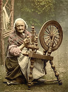 Spinning wheel, by Detroit Publishing Co. (edited by Durova)