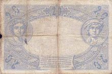 20 francs bleu-bistre, Face verso