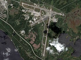 Vue aérienne de l'aéroport international de Gander.