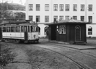 "Gröndalsbanan" spårvagn 18 på Gröndalsvägen, 1920-tal.