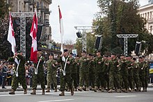 Canadian military personnel participating in the Ukrainian Independence Day military parade in Kyiv, 2017