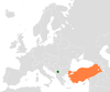 Location map for Kosovo and Turkey.