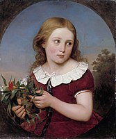 A girl holding flowers, 1857