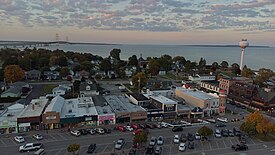 Downtown Mackinaw City looking north toward the Mackinac Bridge