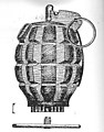 Drawing of the Mills No. 36 rifle grenade, with its gascheck disk for use with cup-launcher