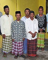 Javanese Muslim men in Indonesia wearing sarong.