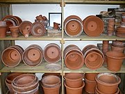 Terracotta flowerpots in Charles Darwin's laboratory at Down House