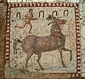 Détail de la Mosaïque des chevaux de Carthage, IVe siècle ou Ve siècle, parc archéologique des villas romaines de Carthage, Tunisie.