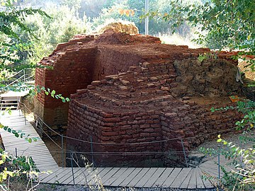 Troy II fortifications with modern reconstructed mudbrick