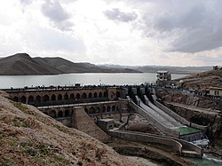 A view of Fariman's Dam. An ancient dam possibly dating back to the reign of Sassanid kings of Persia but it was rebuilt during the Timurid and the Qajar era in its current form.