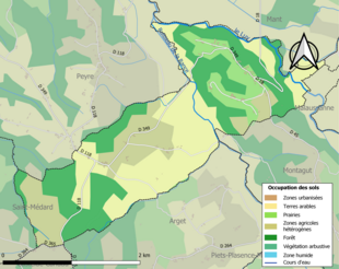 Carte en couleurs présentant l'occupation des sols.