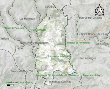 Carte des ZNIEFF de type 1 sur la commune.