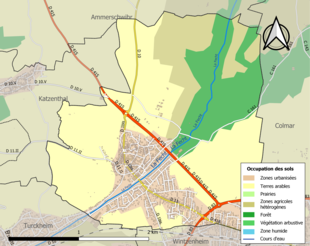 Carte en couleurs présentant l'occupation des sols.