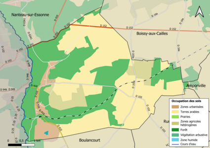 Carte des infrastructures et de l'occupation des sols en 2018 (CLC) de la commune.