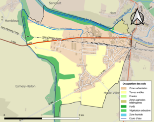 Carte en couleurs présentant l'occupation des sols.