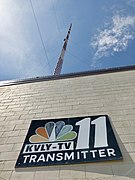 Looking up at the KVLY-TV mast from its base