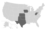 The Big 12 as it existed from 2012 to 2023, after the departures of Texas A&M and Missouri and the additions of TCU and West Virginia